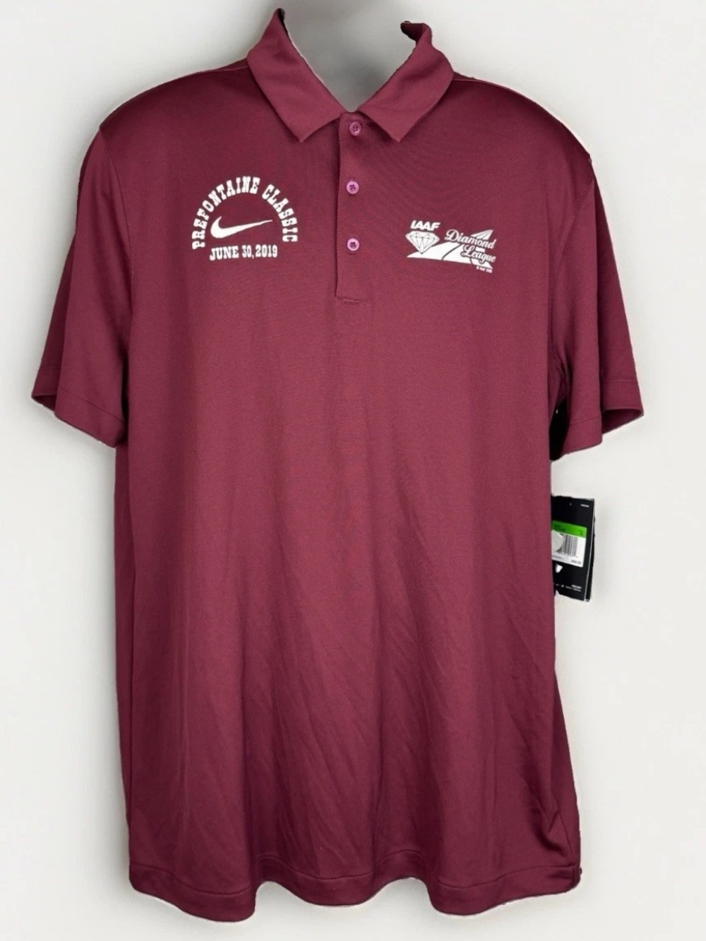 Nike Prefontaine Classic Polo Shirt XL Maroon 2019 IAAF Diamond League NWT Rare